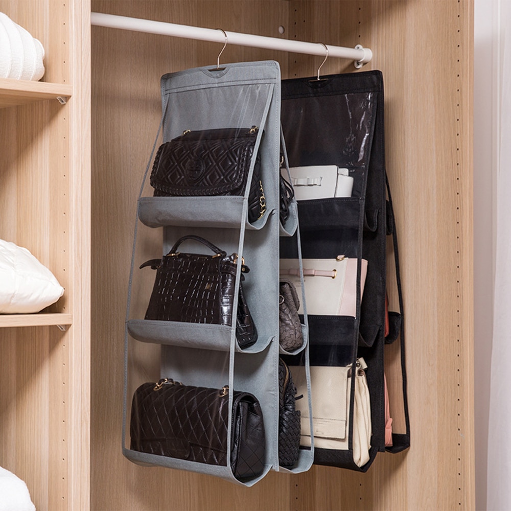 6 Pocket Opvouwbaar Opknoping Tas 3 Lagen Vouwen Plank Bag Purse Handtas Organizer Deur Diverse Pocket Hanger Opslag Closet Hanger