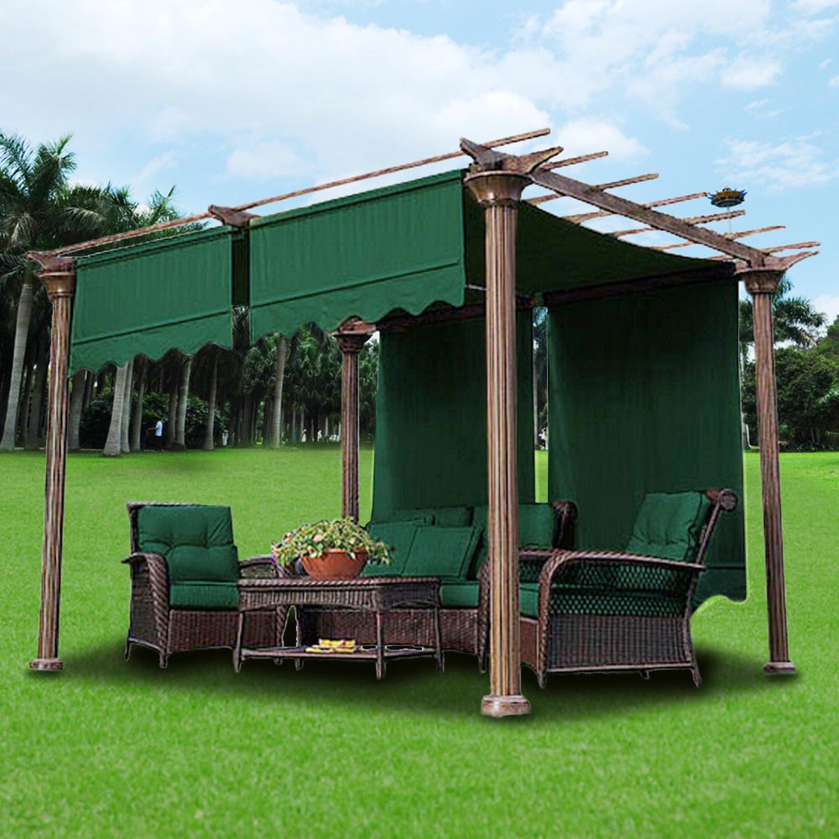Cubierta para el sol de 4,72x1,2 m, 2 uds., juego de dosel para acampar al aire libre, cubierta para el jardín, refugio para el sol, impermeable, poliéster, toldo tejido de repuesto