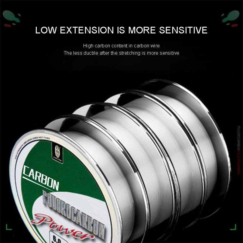 100m 100 % Fluorocarbon Fishing Line Japanese Carbon Fiber Monofilament Leader Sinking Line super strong Invisible