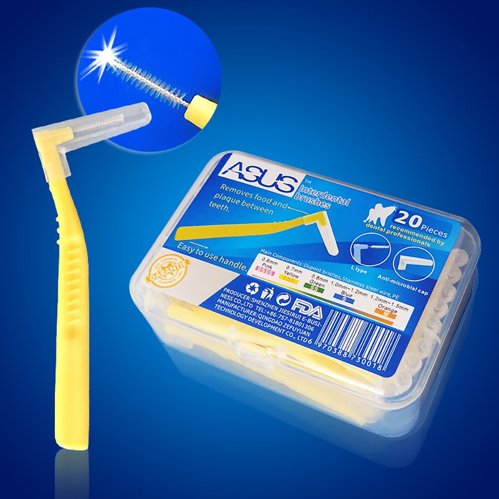 1Box Interdental Brush Angle Toothbrush Dental Tool Orthodontic Oral Care Angled Cleaning Brush For Healthy Mouth & Gums