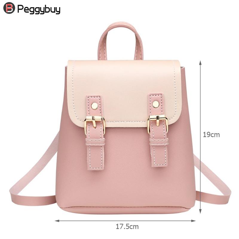 Vintage Reine Farbe Leder Einfach Schule Tasche Rucksack Satchel Frauen Trave Schulter Tasche mochila feminina