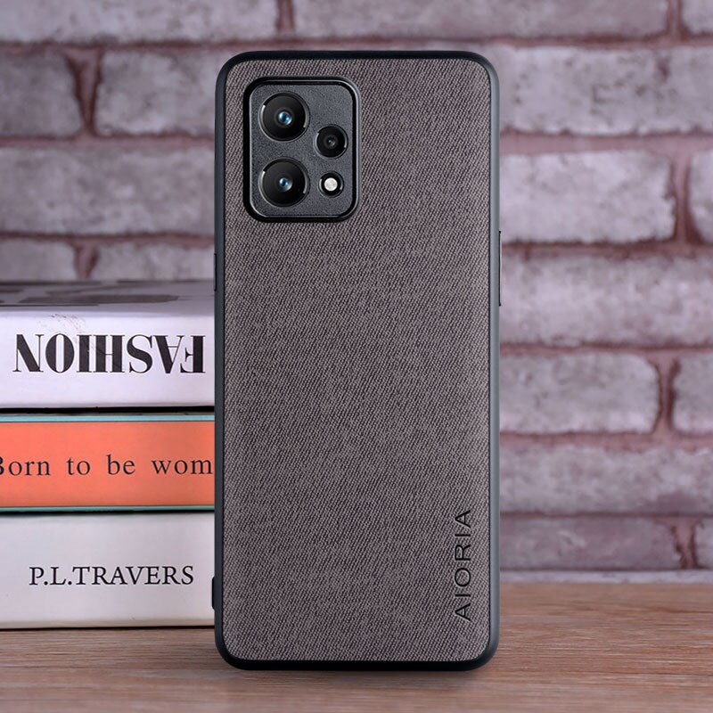 Case for OPPO Realme 9 Pro Plus Realme 9i coque Luxury textile Leather soft hard phone cover for oppo realme 9 pro case funda: Realme 9 Pro Plus / Dark Gray