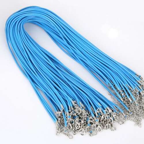 10 sztuk/partia 2MM średnica woskowany przewód nylonowy skórzany regulowany pleciona lina naszyjnik i bransoletki Charms ustalenia karabińczyk...: Light Blue