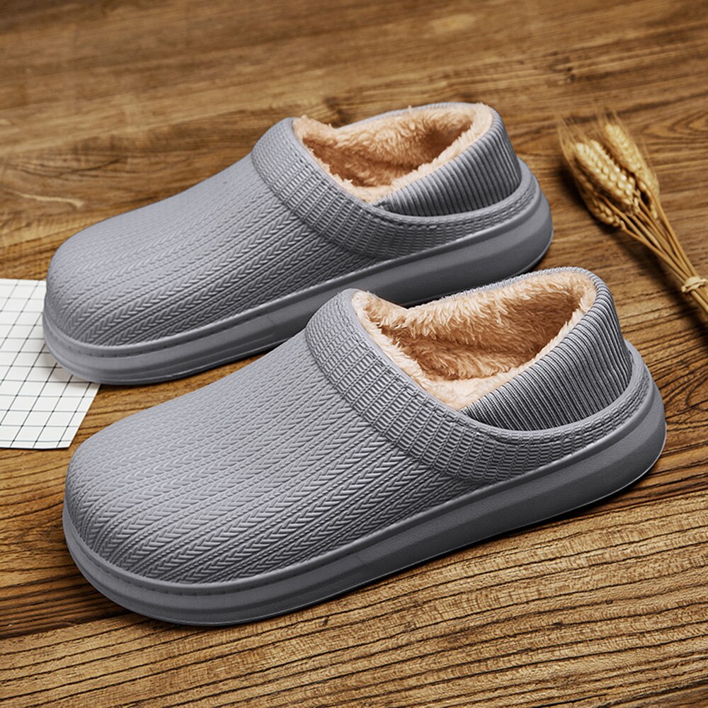 Men Winter EVA Slippers Waterproof Indoor Casual Warm Plush Slippers Cotton Fur Slippers Home Slippers Men Shoes