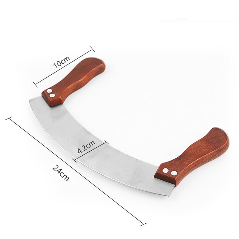 Cortador de turrón crujiente, cuchillo oscilante para galletas, Pizza, cortador de arco de acero inoxidable, cortador de doble Bing, herramientas para hornear: Default Title