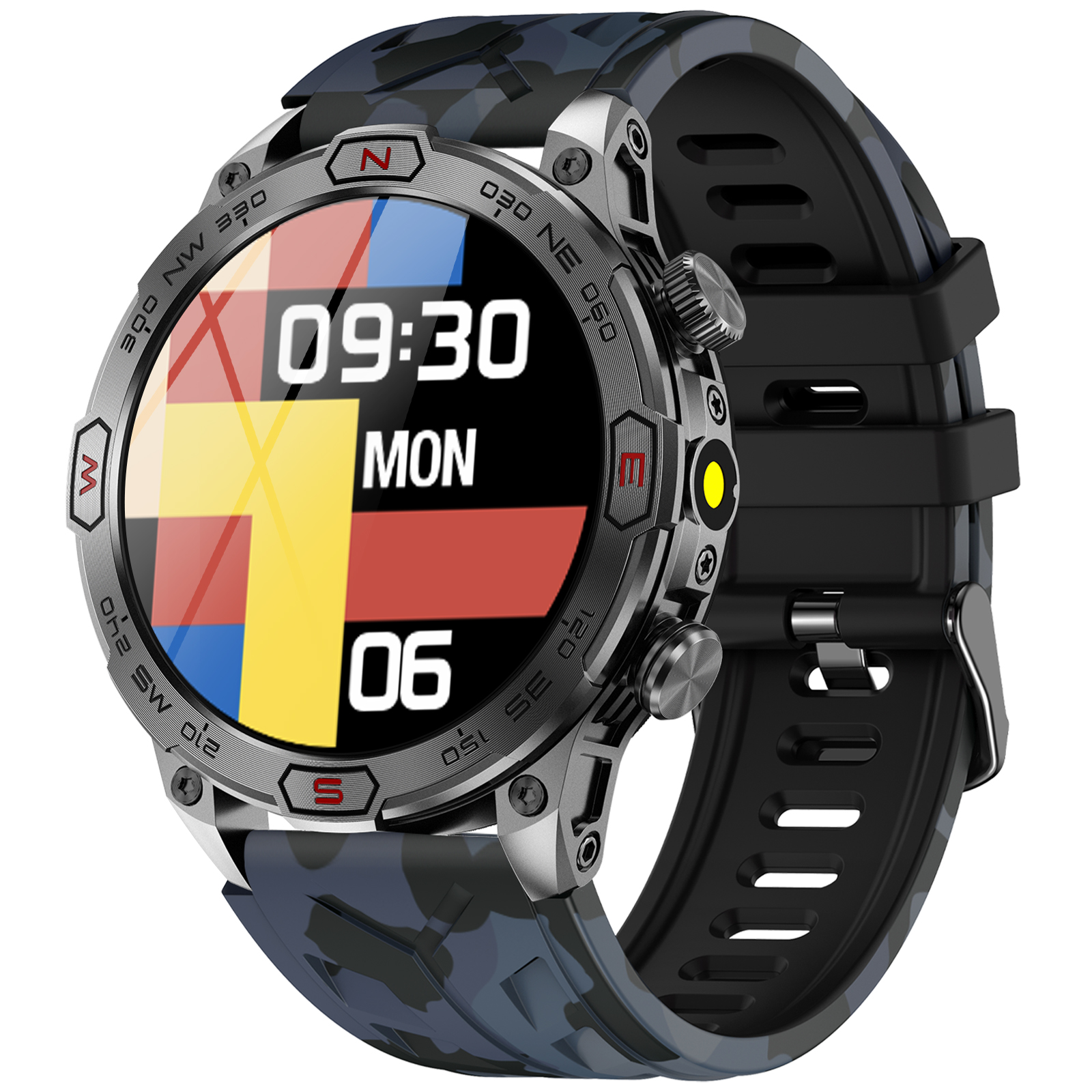 EIGIIS sprytny zegarek KC86 1.43 "ekran AMOLED 1ATM wodoodporny zegarek sportowy dla mężczyzn z kompasem wysokości barometr doprowadziło latarka doprowadziło: SZARY