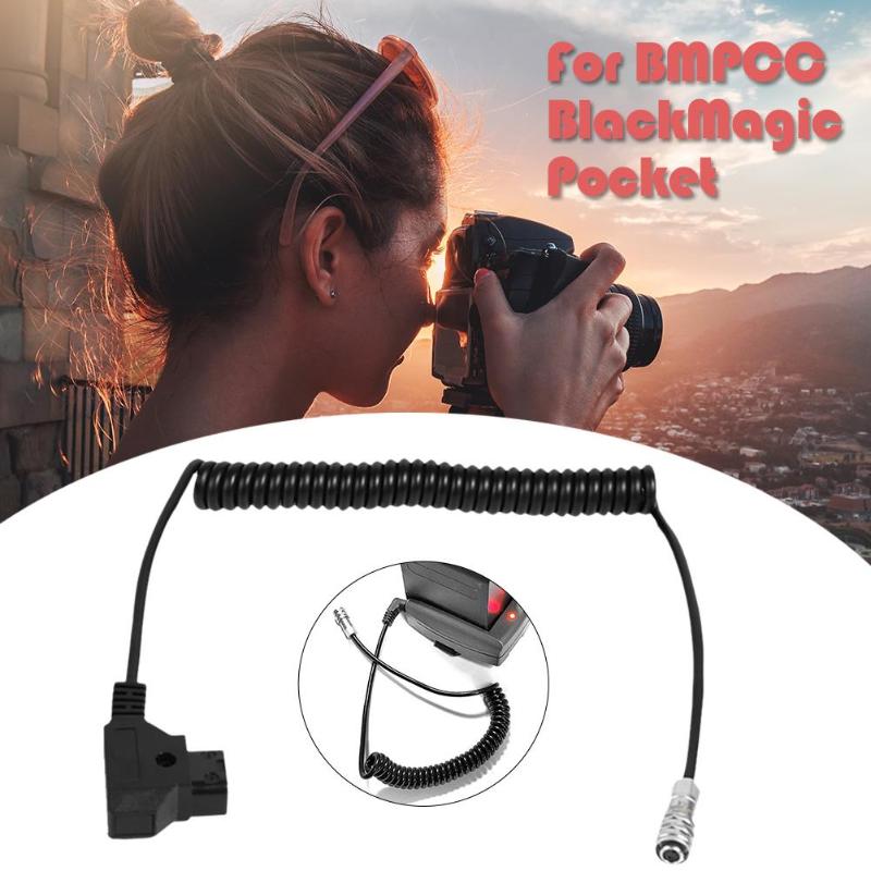 4K to D-tap Power Cable for BMPCC Blackmagic Pocket Cinema Camera Battery 12-17V Coiled Spiral Power Cable Dtap to Weip for BMPC