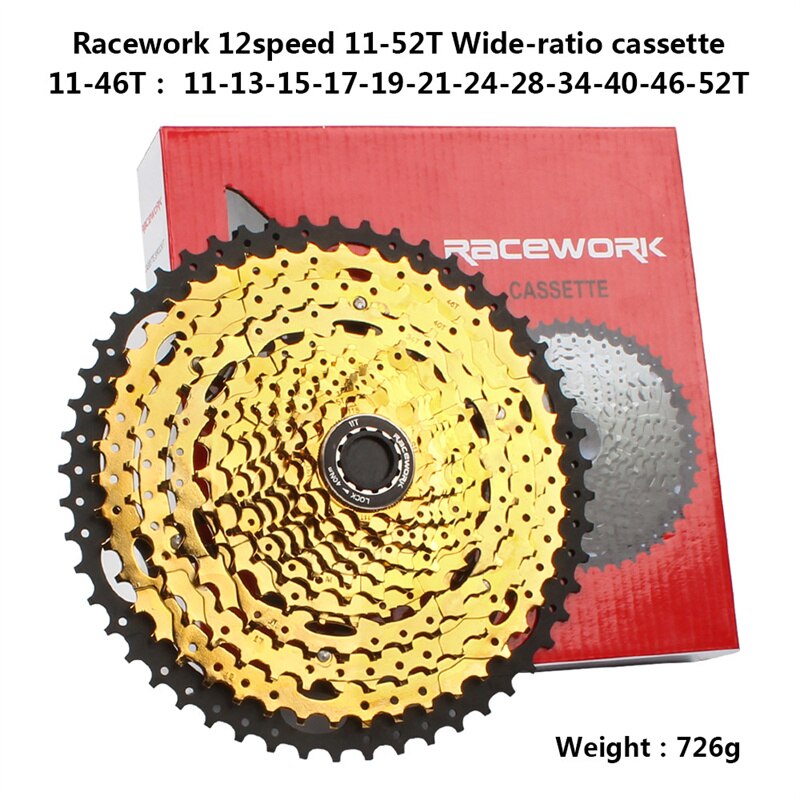 RACEWORK Kassette MTB 10 11 12 geschwindigkeit mountainbike racing reise kettenrad fahrrad freilauf: 12speed 11 52T gold