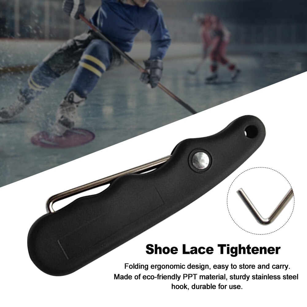 Puller For Figure Roller Black Sports Folding Skate Lace Tightener Practical Portable Handle Ice Hockey Ergonomic Durable