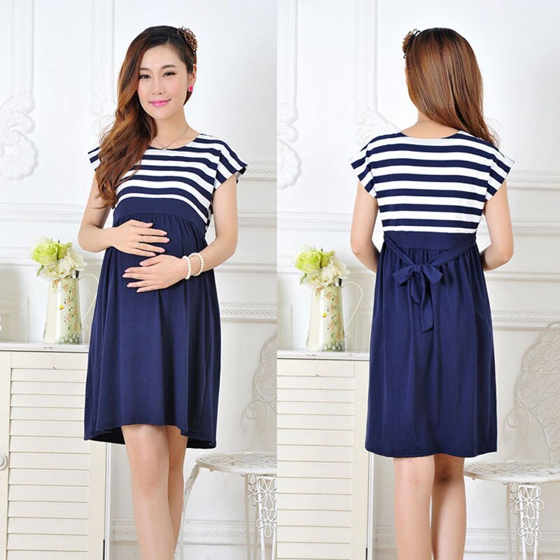 Women Maternity Clothing Casual Maternity Dress Cotton Maternity Clothes Plus Size Ledies Stripe Pregnant Dresses Vestido
