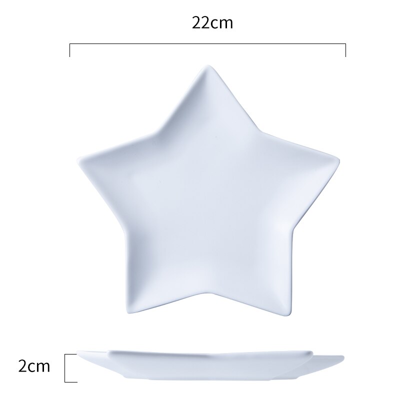 Nordic ins five-pointed star plate ceramic dish household dinner plate western steak plate fruit salad dessert plate: white