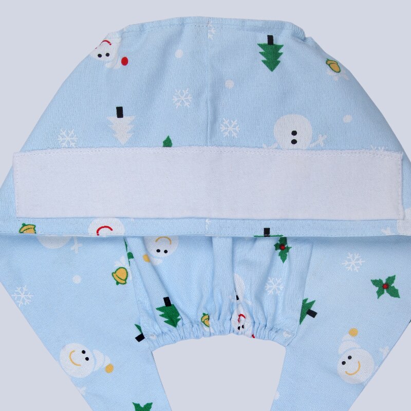 Bleu clair coton chapeau dessin animé bonhomme de neige imprimer infirmière turban mignon givré chapeau décontracté gourde chapeau réglable chef dentiste chapeau