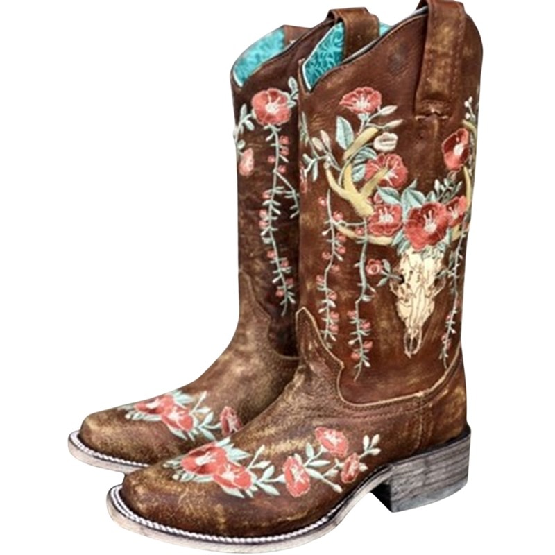 Weibliche Ritter Stiefel Lange Rohr Stiefel Mitte waten Stiefel Martin Stiefel Western Cowboy Stiefel Jahrgang Motorrad Schuhe Damen