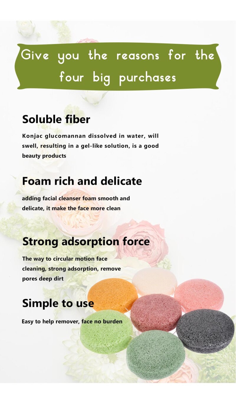 6 couleurs naturel Konjac forme ronde éponge doux cosmétique bouffée éponge faciale visage nettoyer outil de lavage soins du visage maquillage outils
