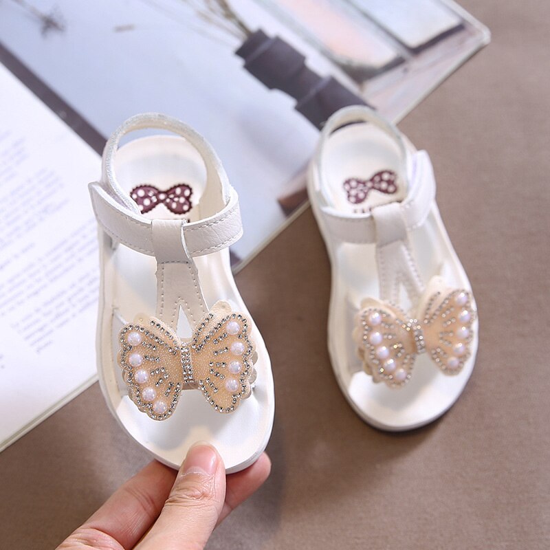 Summer Children Toddler Baby Kids Sandals For Little Girls PVC Butterfly Pink White Beach Princess Shoes 1 2 3 4 5 6 Years old