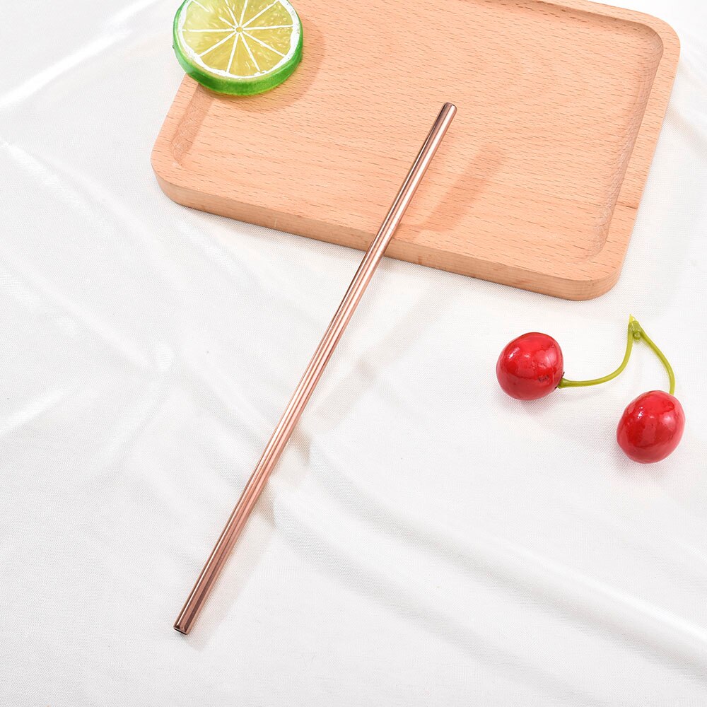 Rainbow Color Reusable Metal Straws Set with Cleaner Brush 304 Stainless Steel Drinking Straw Milk Bar Party Drinkware: JD154