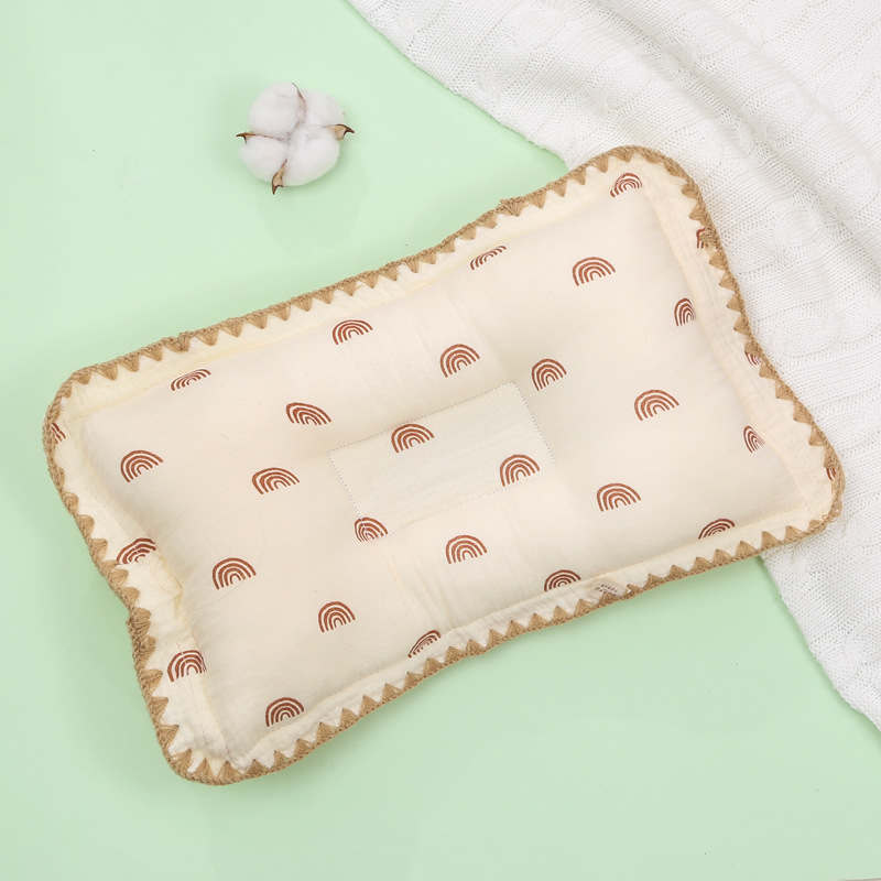 Cartoon Baby Newborn Pillow Breathable Pillow Soft Cotton Toddler Bed Pillow for Sleeping Bassinet Bedding: WHITE