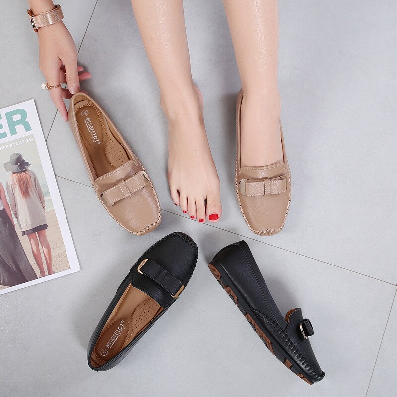 Berømt mærke bowtie espadrilles damer afslappet ærter bådsko håndsyet blød bund oxfords kvinder hyggelige slipon flats mokkasiner