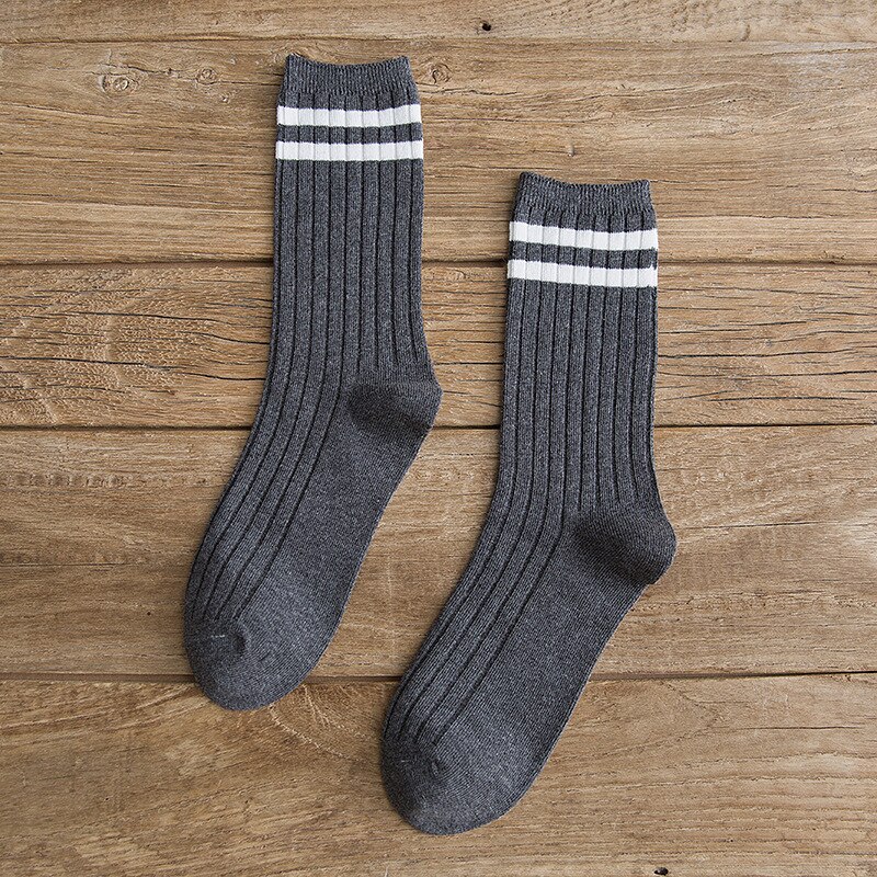 Japanese Loose Socks High School Girls Harajuku Socks Solid Colors Needles Knitting Striped Cotton Socks Women yellow blue black: Y01-10