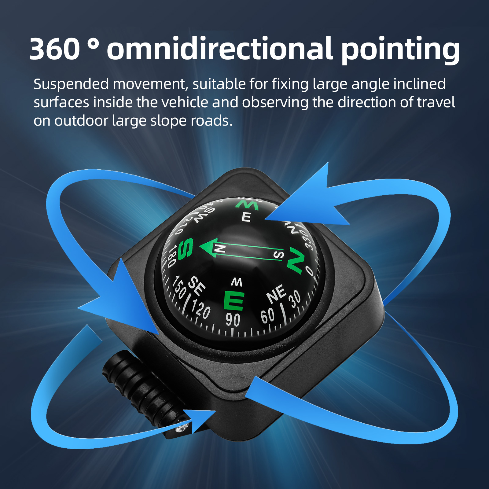 Outdoor Adjustable Navigation Dashboard Car Compass For Car Boat Cycling Hiking Direction Pointing Guide Ball Shaped Compass