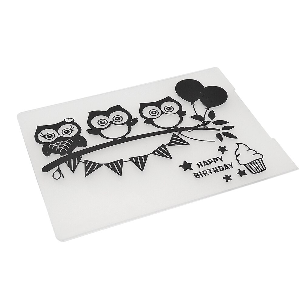 Leuke Uil Gelukkige Verjaardag Plastic Embossing Map Voor Scrapbooking