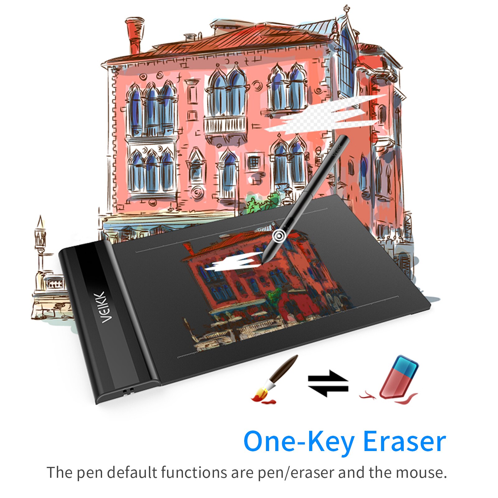 VEIKK S640 Graphics Drawing Tablet 8192 Levels Pressure Art Graphics Tablet Compatible with Windows Mac OS Android for Painting