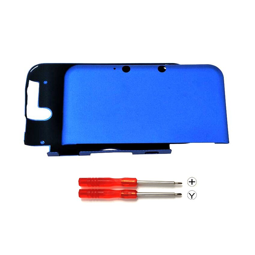 YuXi Aluminum Hard Metal Box Protective Shell Front + Back Cover Case For Nintend 3DS XL LL with screwdrivers Repair Tool: Blue