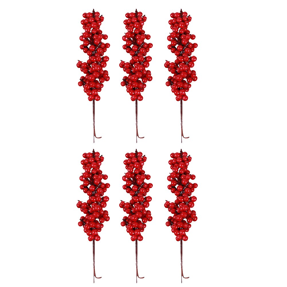 6pcs Chrismas Tree Red Berries Chic Practical Xmas Berries Decoration Artificial Berries for Xmas Tree Shop Party A50
