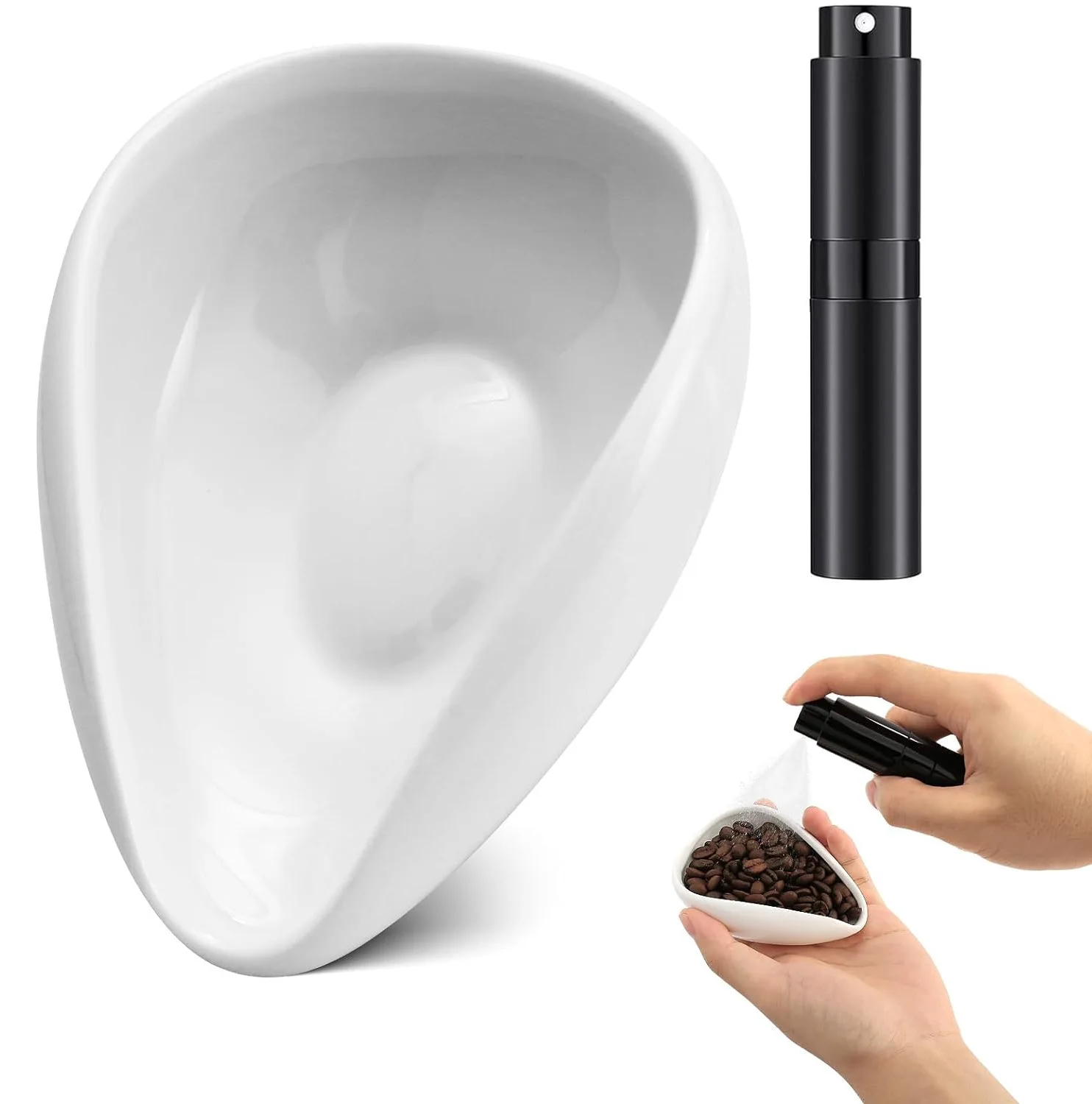 Coffee Bean Dosing Cup and Spray Bottle Set Single Dose Coffee Bean Dosing Cup Ceramic Coffee Dosing Tray Coffee Dosing Vessel: light yellow