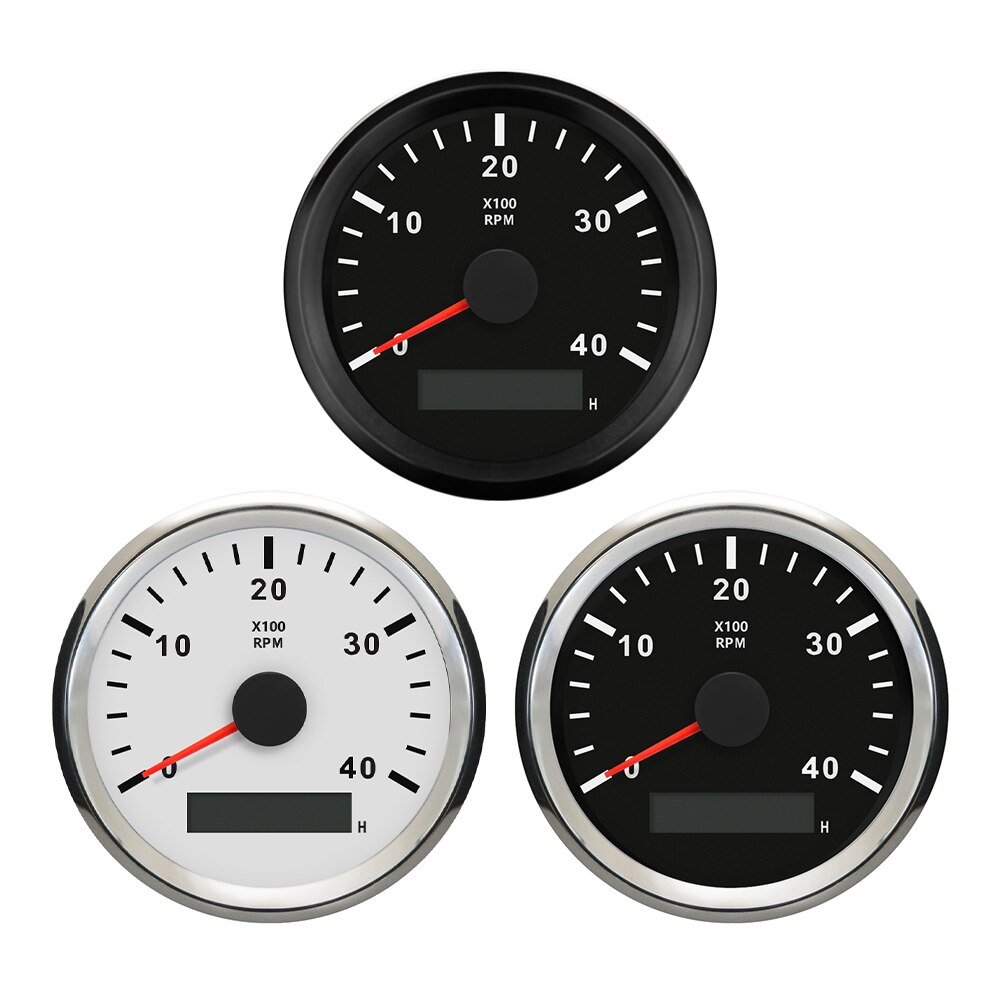 Universal Tachometer RPM REV Counter with Hour Meter 3000/4000/6000/7000/8000 RPM 85mm 9-32V with Backlight