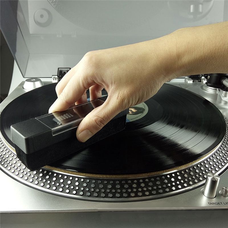 1 set fluwelen antistatische reiniger voor stylusborstels met reinigingsmiddel voor platenspelers, lp's en vinylplaten