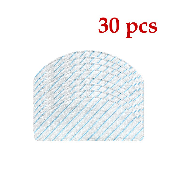 Cepillo de rodillo de paño de mopa Cepillo Lateral Kits para Ecovacs Deebot OZMO T8 T8 AIVI vacío limpiador accesorios mopa desechable bolsa: 30pcs