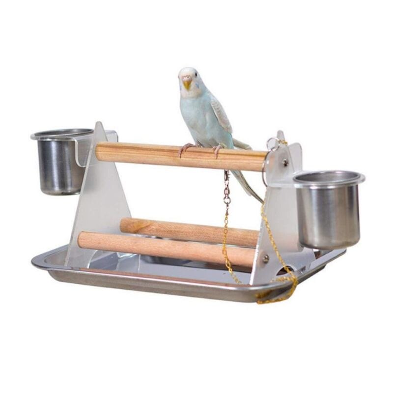 Parrot Bird Desktop Triangle Stair Stand Tray Perch Support Bite Grinder Claw Fun Acrylic Pet Toys