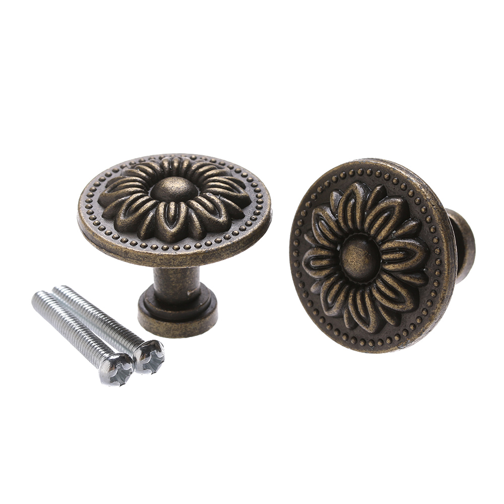 2 stk / mye retro trekkhåndtak bronse tone legering møbler maskinvare beslag skap trekkhåndtak kjøkken skuff skap dør knotter: type 6