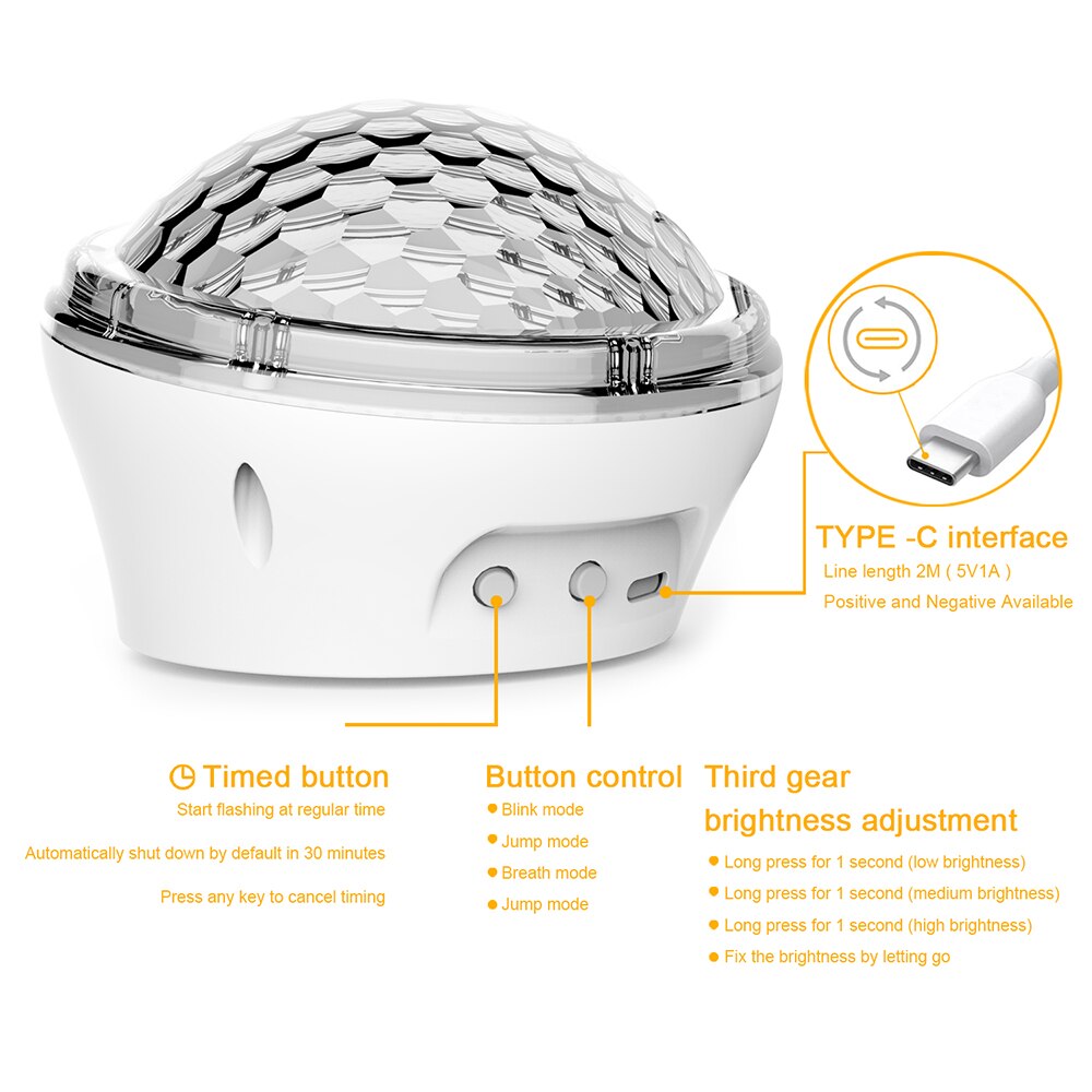 USB LED Star Projector Night Light Twinkle Starry Projector Lights 4 Modes Timer Bedside Lamp Night Light Kids