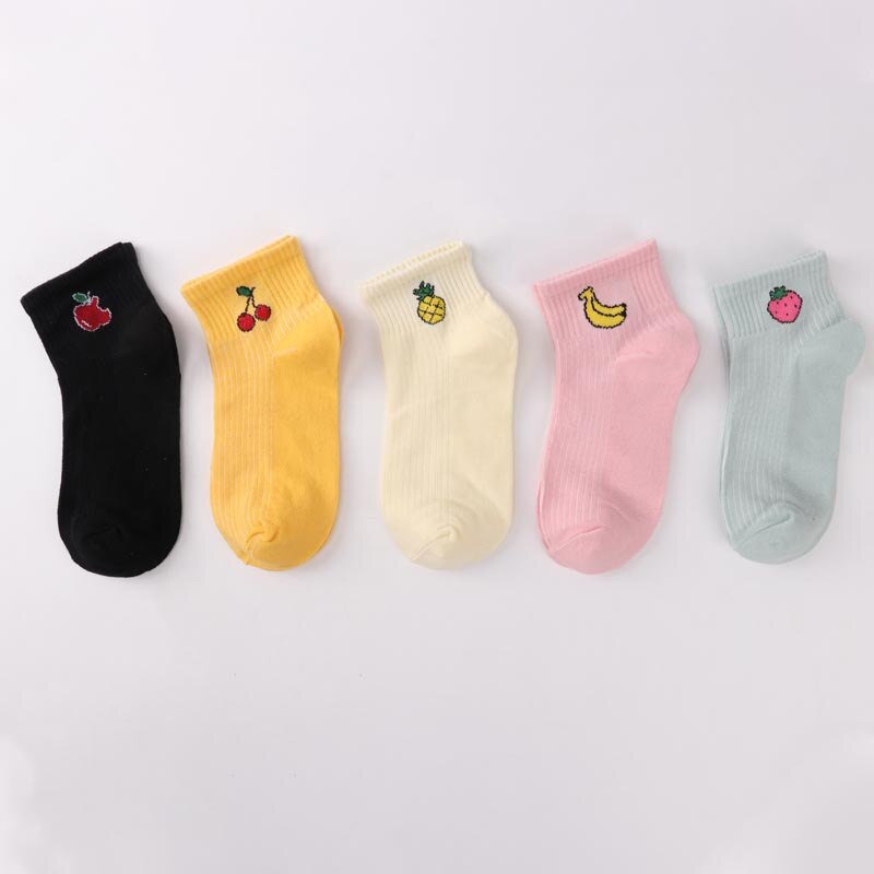 Spring Summer Art Fresh Fruit Boat Socks White Soft Cotton Socks Breathable Cute Women's Travel Hosiery