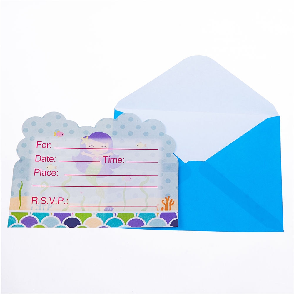 Mermaid theme invitation card mermaid print greeting card cartoon animal party invite friends birthday party