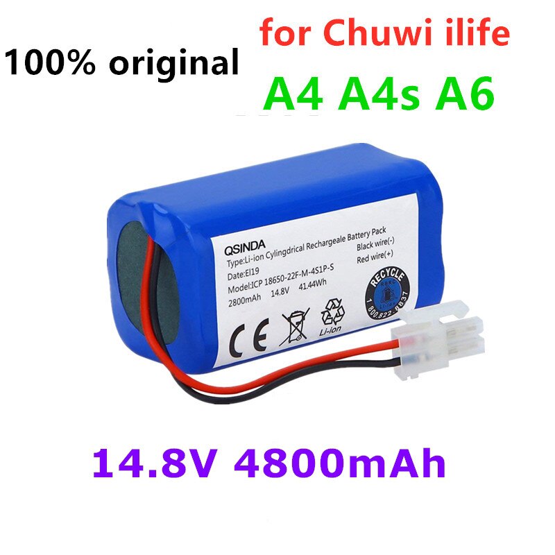 100% original Rechargeable ILIFE Battery 14.8V 12800mAh robotic vacuum cleaner accessories parts for Chuwi ilife A4 A4s A6: 14.8v 4800mAh