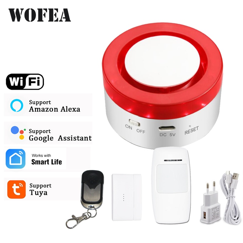 Tuya Smart WiFi Home Security Alarm System 433MHz Wireless Strobe Siren Alarm Compatible W Alexa Google Home smartlife APP