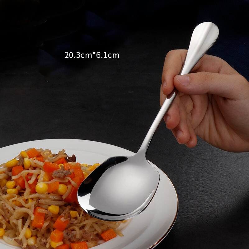 Stainless Steel Large Public Spoon Buffet Service Spoons Long Handle Soup Rice Tablespoon Restaurant Dinnerware Kitchen Utensils: Small square spoon