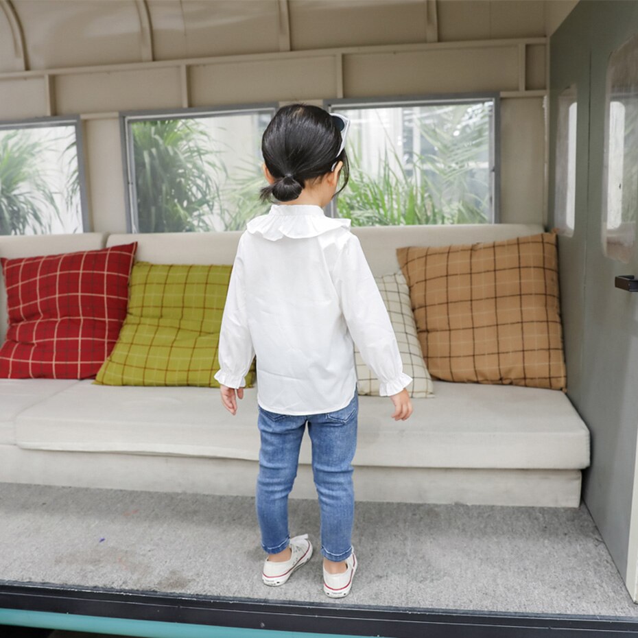 Blouses voor meisjes strik meisje witte blouse linten kinderschool blouse voor meisjes effen kleur kinderkleding meisje