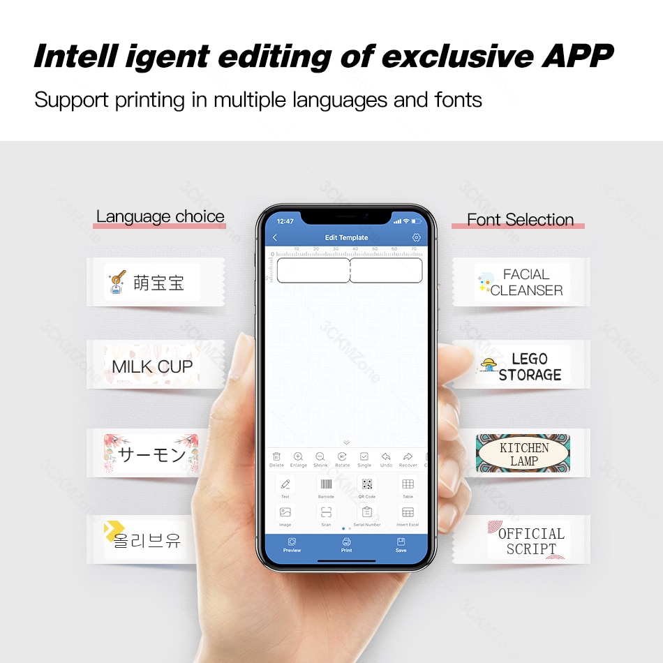 D11 Wireless label printer Portable Pocket Label Printer Portable BT Thermal Label Printer Home Use Office Fast Printing Printer