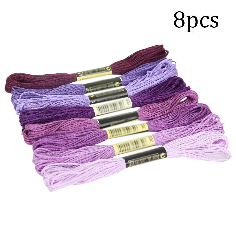 8 Uds Multicolor similares DMC hilo DIY Cruz puntada algodón ovillos de costura de hilo de bordado Kit de seda herramientas de costura: 06