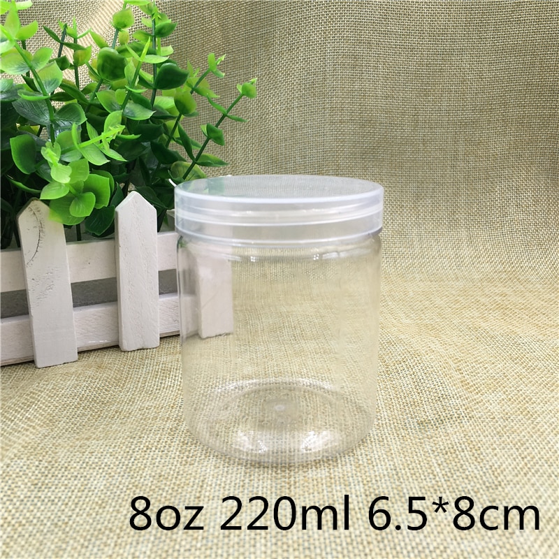 40 pcs 8 oz 220 ml Empty Transparent Plastic Pack Bottles Cans For Spices Honey Candy Food Sample Containers