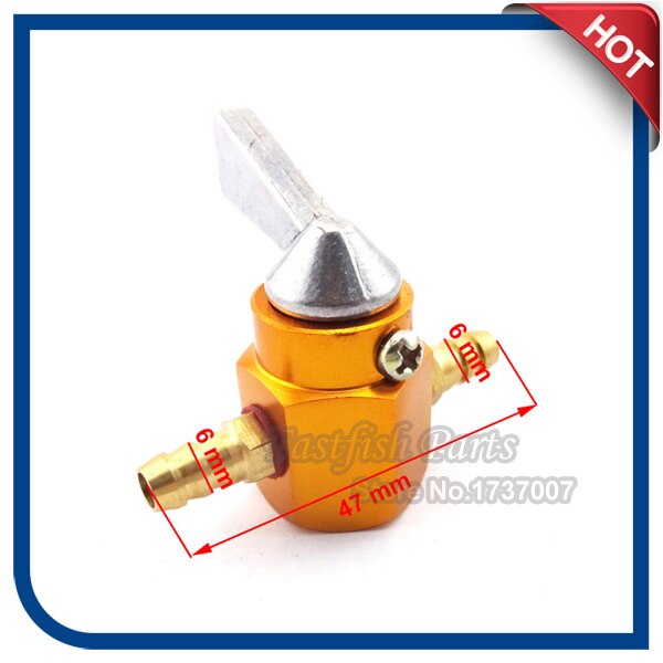 Gold 6mm Gas Petrol High-quanlity CNC Fuel Tap 1/4" Inline Petcock Valve For Motorcycle ATV Quad
