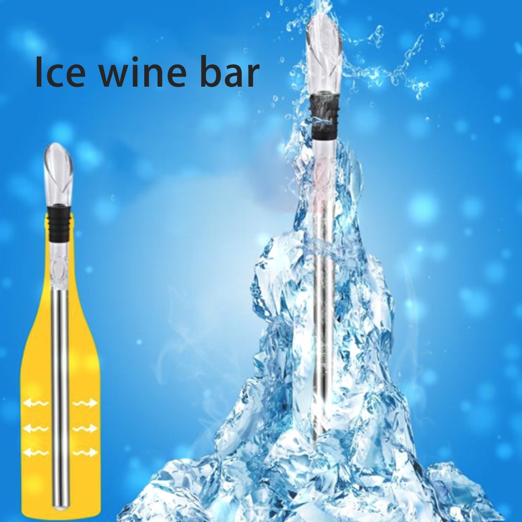 Refroidisseur à vin en acier inoxydable | Avec verseur à vin, bâton de glace, refroidissement des boissons, bâton de glace glacé, outil de Bar