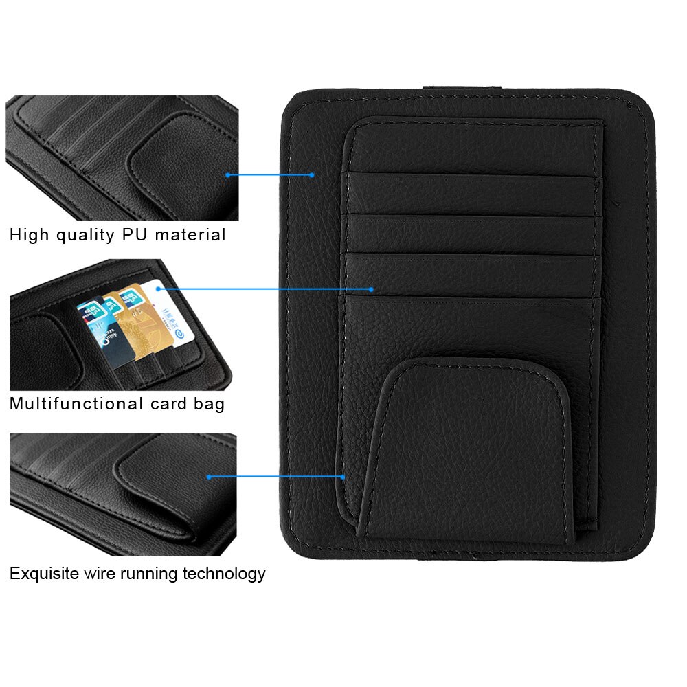 IKSNAIL wielofunkcyjny samochodowy organizer na dokumenty karty na osłonę przeciwsłoneczną uchwyt Oksford tkaniny samochodowe organizuj pudełko etui na karty okulary przeciwsłoneczne klip wyposażenie wnętrza samochodu