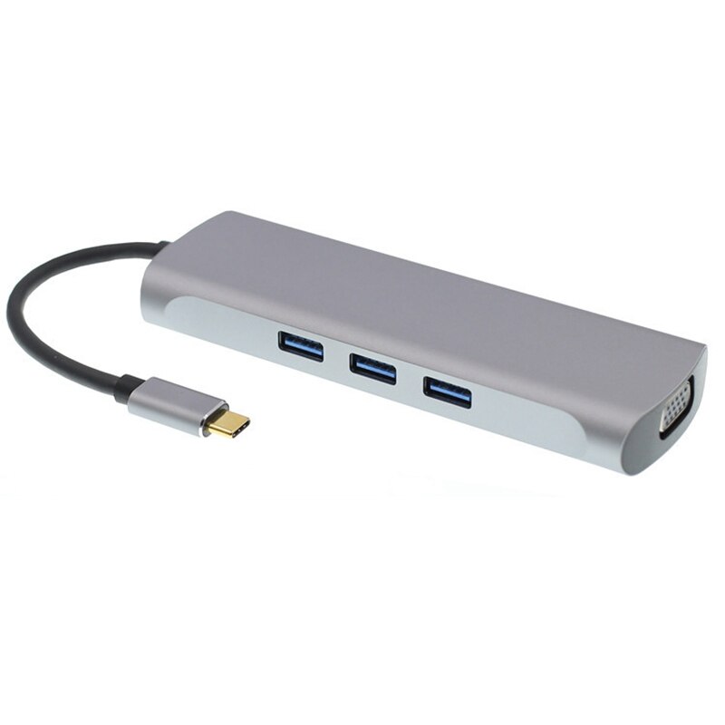 USB C Hub Adapter 8 in 1 USB C zu VGA 4K HDMI TF/SD Kartenleser PD Ladung USB 3,0 Docking Bahnhof für Mac Profi