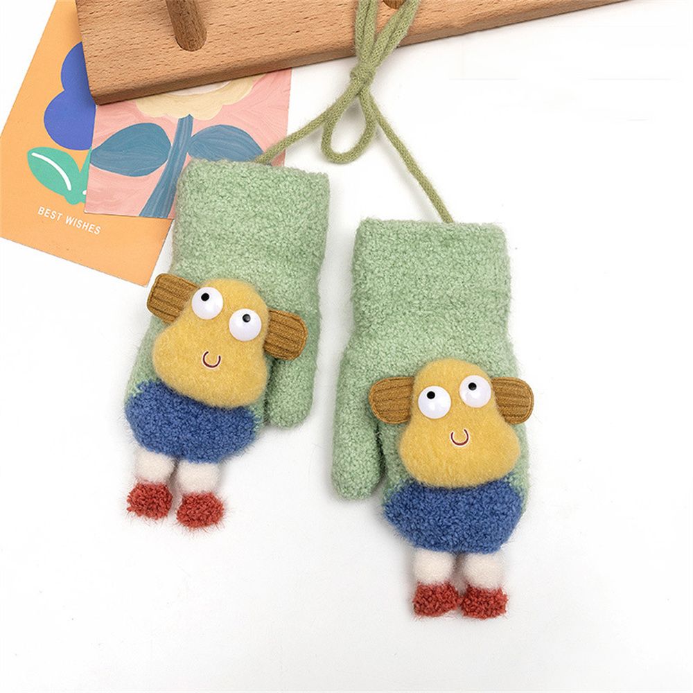 Jongen Meisje Baby Peuter Kinderen Kids Leuke Winter Gebreide Handschoenen Wanten Dikker Wanten: green