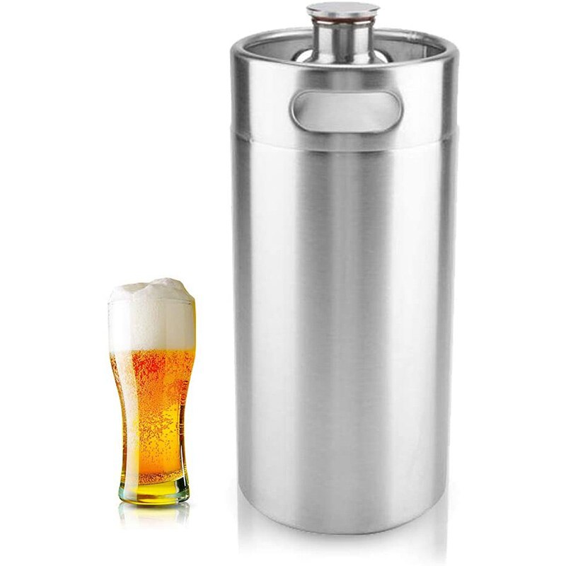 Barril de cerveza casera de acero inoxidable de estilo Mini barril portátil con cubierta de barril de cerveza artesanal para suministros de Hotel para el hogar (3.6L)
